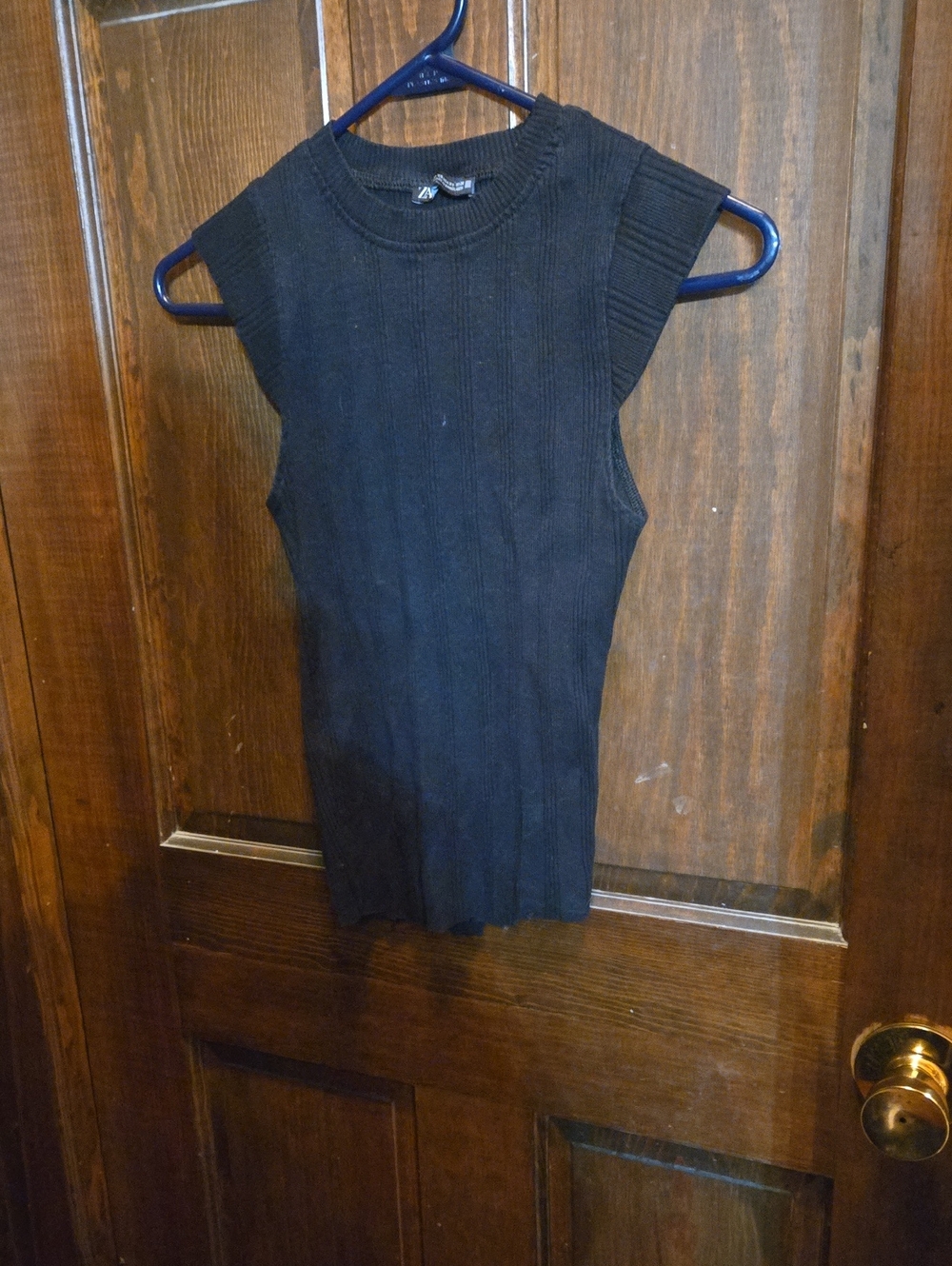 Zara Black Ribbed Sleeveless Top